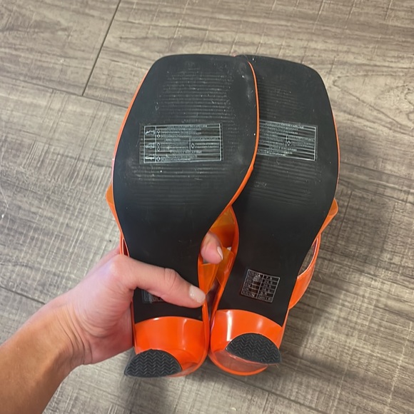 Orange square toe strappy heels never worn out size 7.5 - Picture 5 of 5